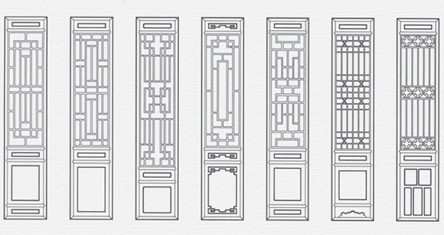 滴道常用中式仿古花窗图案隔断设计图